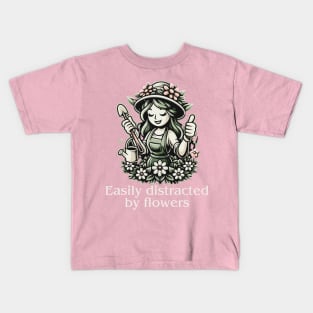 Easily Distracted By Flowers Kids T-Shirt